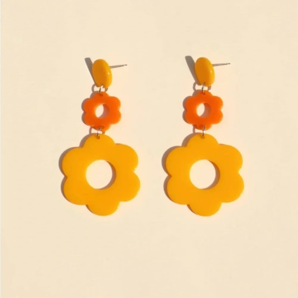 Yellow Flower Drop Earrings